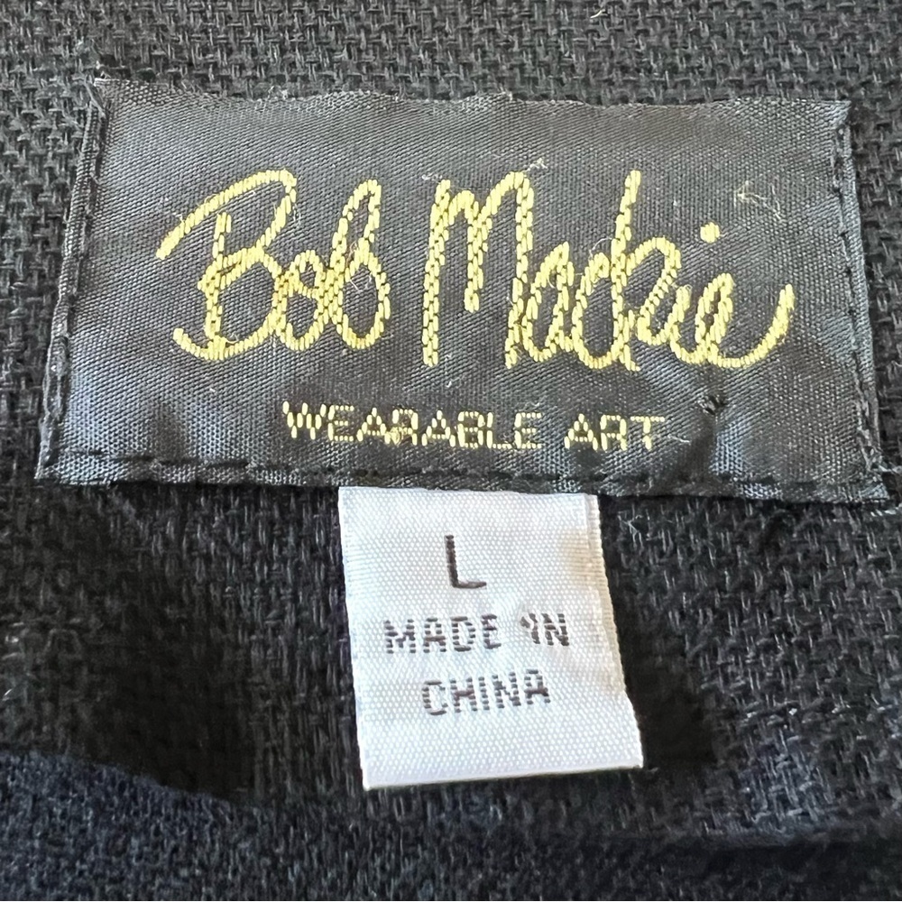 Bob Mackie Art To Wear Black Cotton Floral Eyelet Tie Waist Jacket Womens Large - Picture 11 of 11